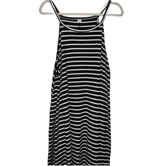 Old Navy Dresses & Skirts - Old Navy Black & White Stripe Spaghetti Strap Halter Jersey Knit Swing D…